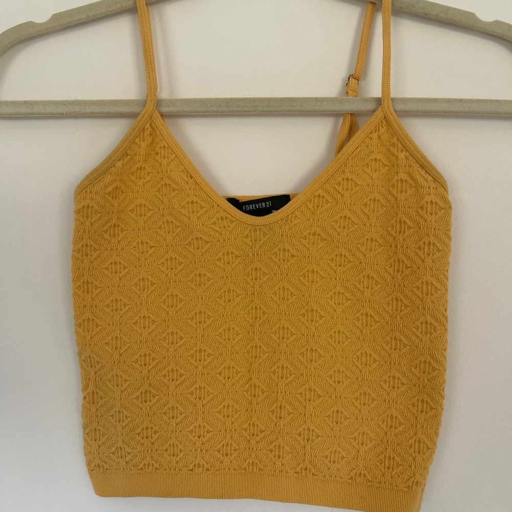 Forever21 Small Yellow fitted crop tank with adjustable straps